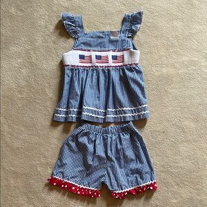 Patriotic Gingham Top and Shorts Set